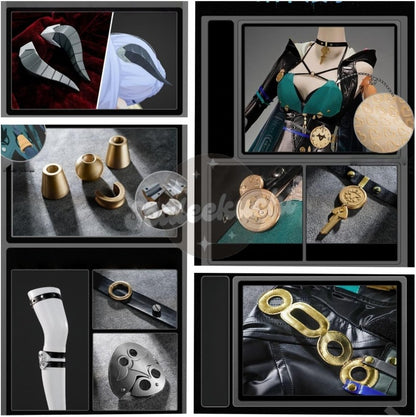 Azuiblc　ゼンゼロ リュシア コスプレ衣装 ウィッグ付き 羊角＋耳＋尻尾付き 羊娘 怪啖屋 コスプレ コスチュームセット - Azuiblc