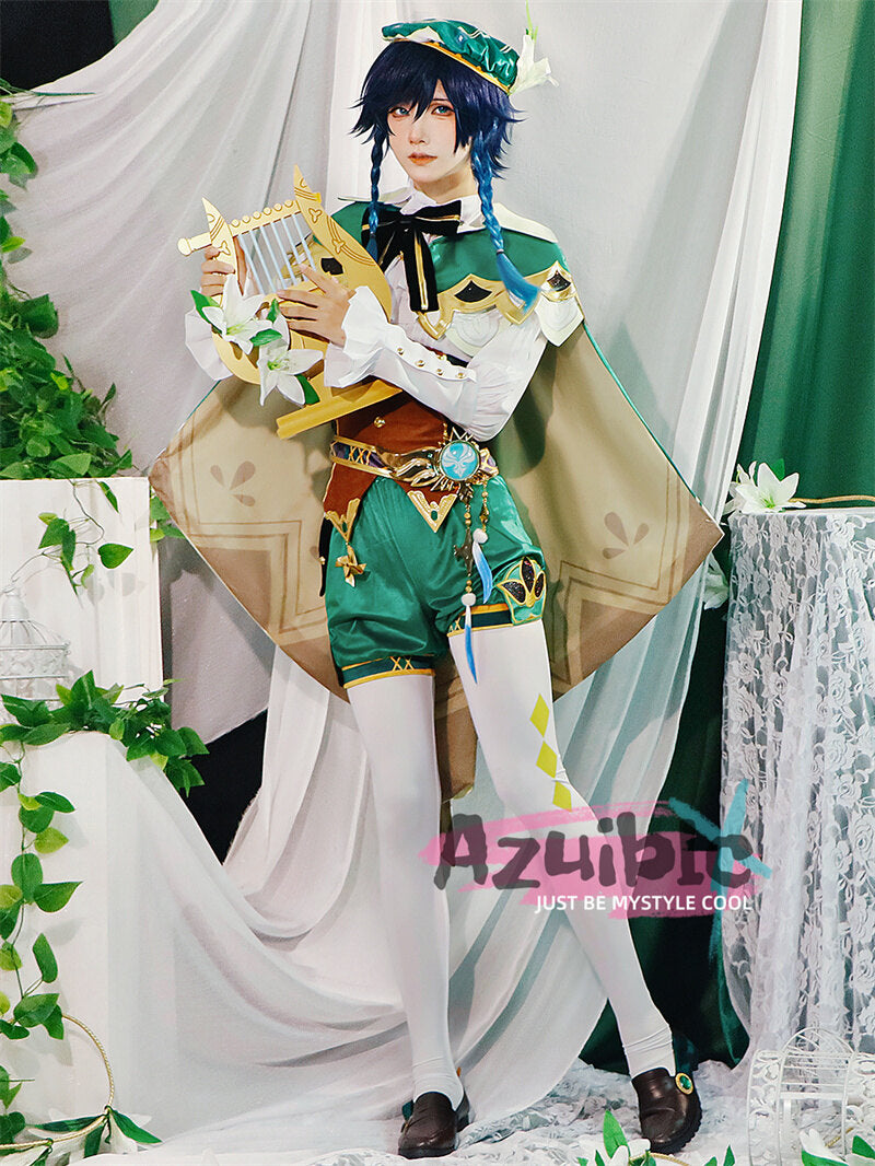 Azuiblc　原神　 バルバトス　ウェンティ　コスプレ Venti　モンド城 魔神 コスチューム 仮装  ハロウィン　ウェンティ　舞台服 - Azuiblc