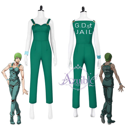 納品　Azuiblc　ジョジョ ストーンオーシャン フー・ファイターズ Foo Fighters コスプレ衣装｜緑オーバーオール
