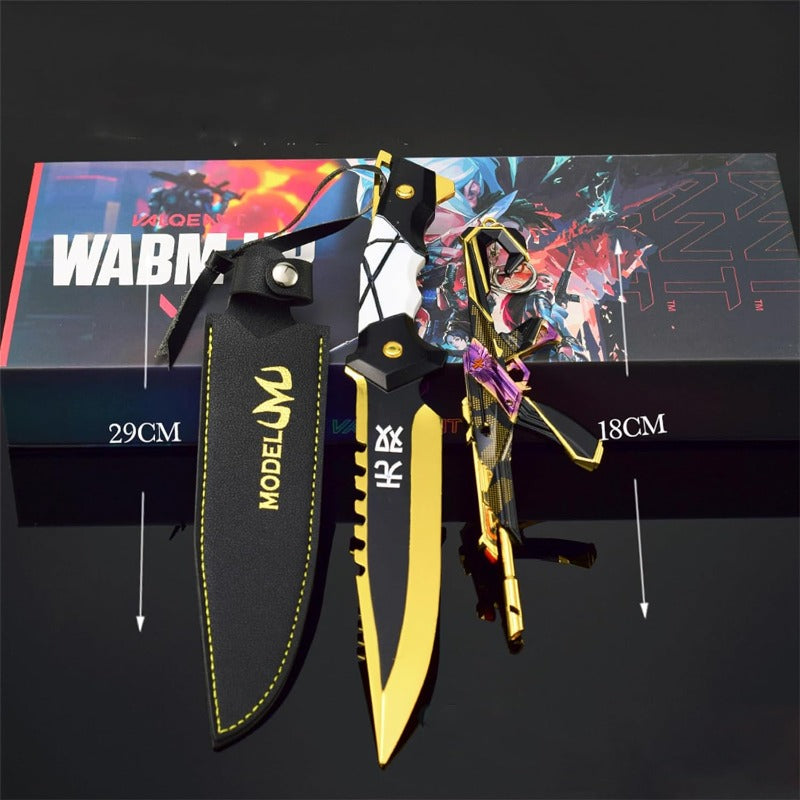 Azuiblc  ヴァロラント ミニチュア 　22cm 17cm ジェット セージ 合金 未開刃 レプリカ フィギュア ソード 剣 欧米風 西洋剣 ミニ武器 片手剣 工芸品 インテリア装備品 おみやげ - Azuiblc