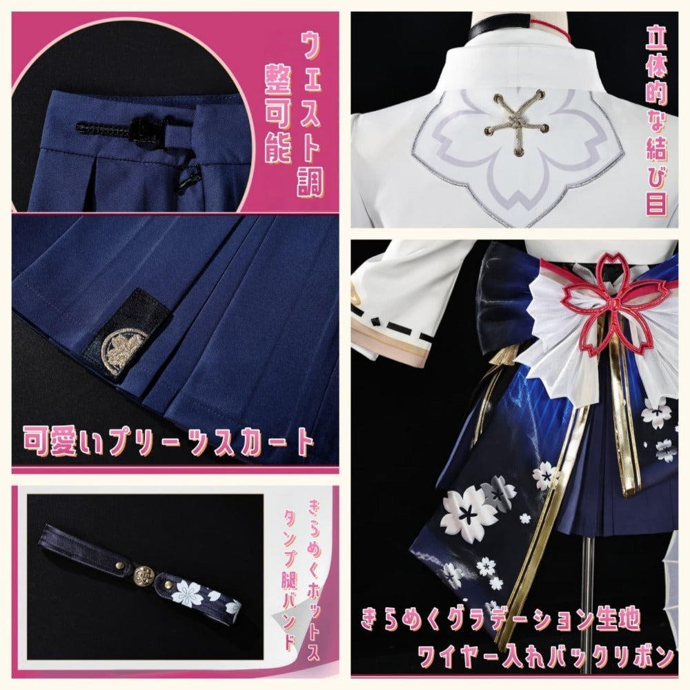 AZUIBLC 崩壊スターレイル  緋英 ひえい コスプレ衣装 キツネ耳付き 髪飾り付き 3dプリント飾り コスプレ コスチュームセット舞台用　ハロウィン　イベント