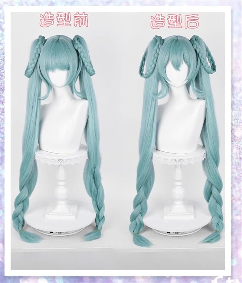 Azuiblc 初音ミク 2025雪ミク SNOW MIKU ウィッグ ネット付き コスプレ 水色 白 グラデーション ツインテール カツラ グッズ アニメ かつら 鬘 WIG コスプレ道具 　Azｗ003 - Azuiblc
