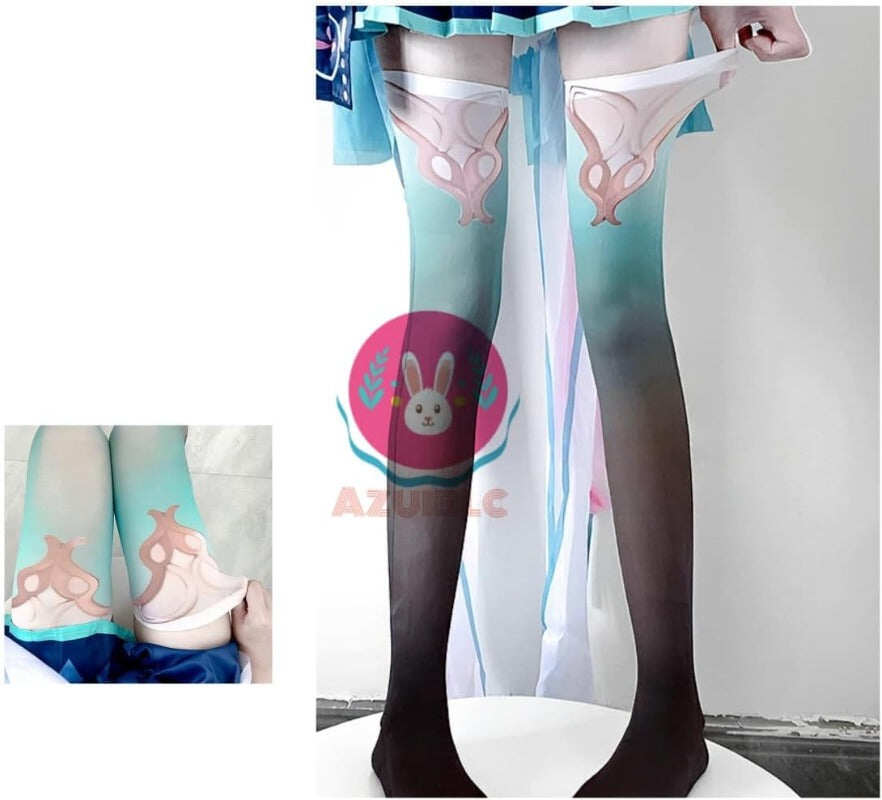 Azuiblc 崩壊スターレイル ハイソックス ホタル 46cm ソックス コスプレ小物 コスプレ グッズ 道具 小物 薄手 渋谷 原宿系 JK ロリータ 夏 アニメ 女の子 - Azuiblc