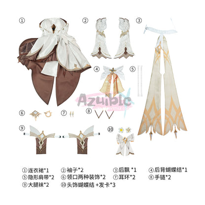 Azuiblc　原神 　蛍 新たなる天地 コスプレ衣装　ドレス　ワンピース　可愛い　仮装　発光可能　イベント　舞台服　3d樹脂パーツ