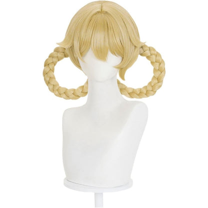 【Azuiblc】原神 リンネア コスプレ ウィッグ ピンク 水色 グラデーション ハーフツイン ネット付き 耐熱 かつら 鬘 コスプレ道具 小物
