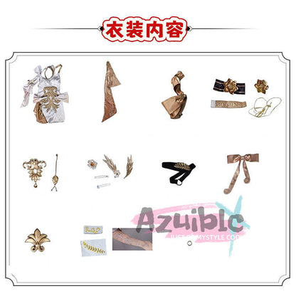 Azuiblc 崩壊スターレイル アグライア ワンピース　金属パーツ　黄金裔　オンパロス/オクヘイマ　ウィッグ+サンダル+剣モデル追加対応　コスチューム　衣装 - Azuiblc