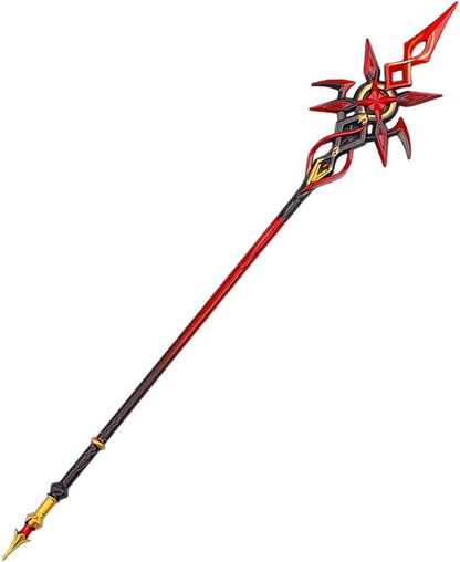 Azuiblc 原神　ミニチュア 赤月のシルエット 22cm 長柄 槍 キーホルダー アルレッキーノ(召使) 工芸品モデル ダイキャスト おもちゃ ミニ武器 - Azuiblc