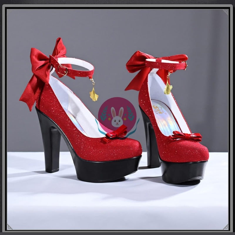 Azuiblc ゼンゼロ 葉瞬光 暖かな光を拾って コスプレ 靴 グリッター 厚底 ヒール：12.5cm ハイヒール シューズ レディース 女性 コスプレ道具 Cosplay グッズ 小物 - Azuiblc