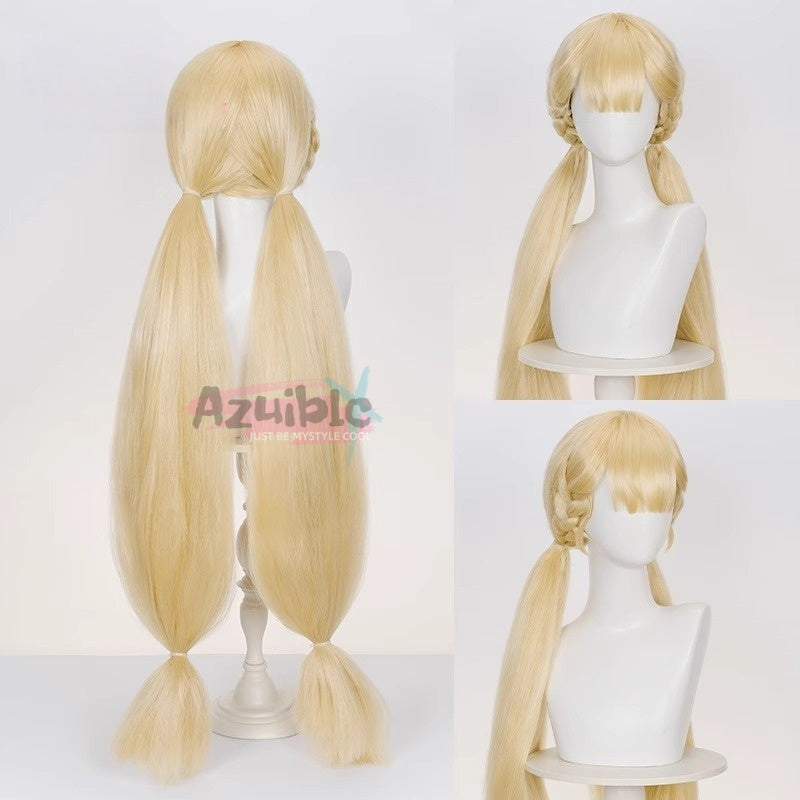 Azuiblc ゼンゼロ 怪啖屋 アリス・タイムフィールド ウィッグ 高温処理可 90cm ミルクゴールド 鬘　コスプレ道具 - Azuiblc