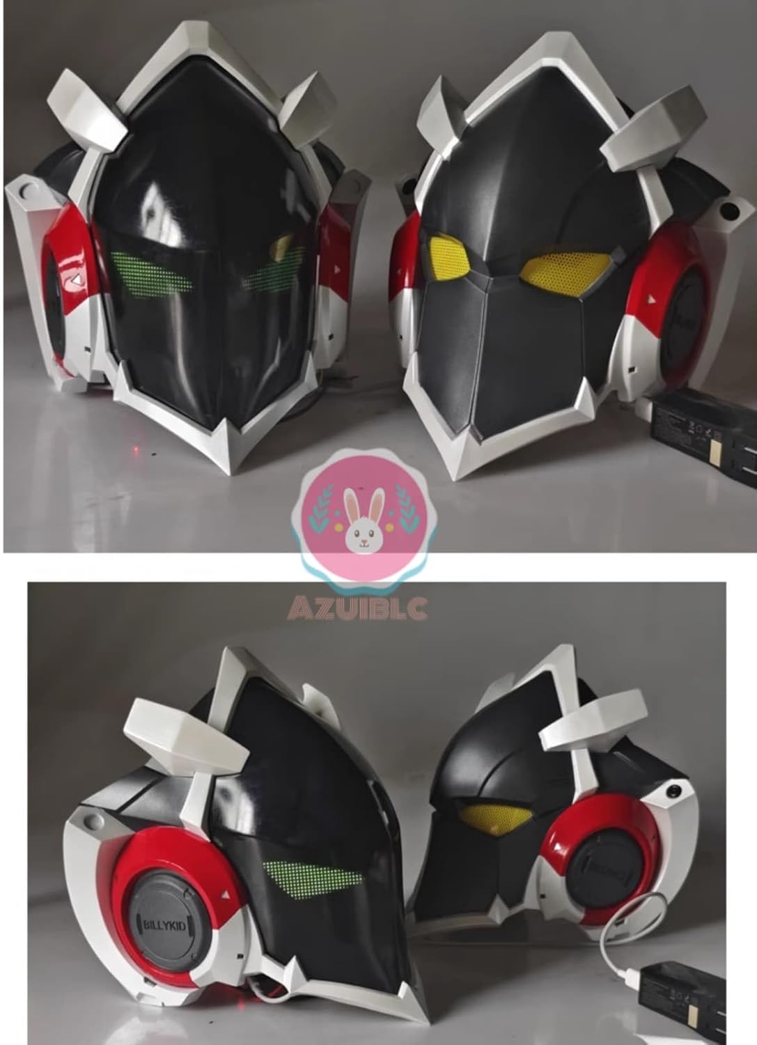 Azuiblc　ゼンゼロ ビリー 仮面コスプレ道具  電子スクリーンVer 8表情 スタンド付き 手作り マスク 高完成度 黒 お面 コスプレ 小道具 グッズ コスプレ小物 萌えグッズ - Azuiblc