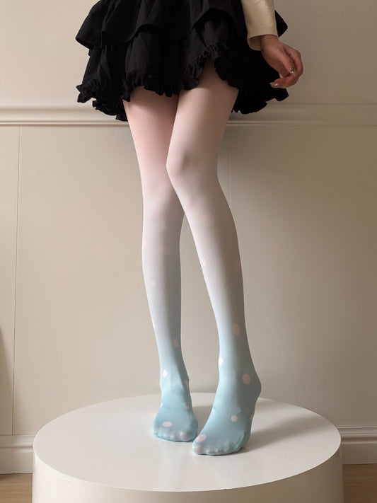 Azuiblc　超かぐや姫  月見 ヤチヨ  ストッキングタイツ　75cm 　ソックス　レギンス パンスト    コスプレ用グラデーションタイツ  　小物 薄手 渋谷 原宿系 JK ロリータ 夏 アニメ 女の子