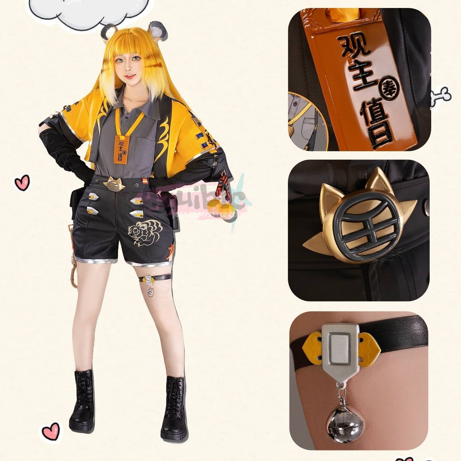 Azuiblc ゼンゼロ 橘福福 3Dプリント コスプレ衣装 アクセサリー チーフーフー 虎 コスチュームセット  おしゃれ グッズ おしゃれ アニメ cosplay - Azuiblc