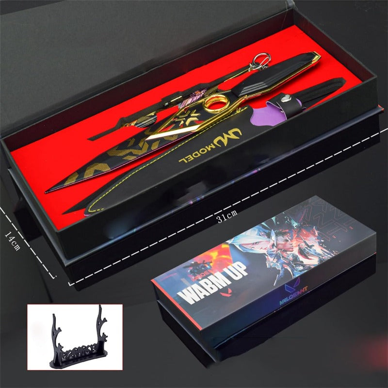 Azuiblc  ヴァロラント ミニチュア 　22cm 17cm ジェット セージ 合金 未開刃 レプリカ フィギュア ソード 剣 欧米風 西洋剣 ミニ武器 片手剣 工芸品 インテリア装備品 おみやげ - Azuiblc