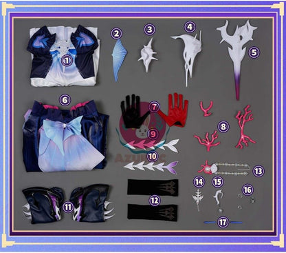 Azuiblc 崩壊 スターレイル　セイレンス　 コスプレ衣装 3d樹脂製アクセサリー　Hysilens　豪華衣装 靴カバー付き オンパロス/スティコシア　コスチュームセット  グッズ おしゃれ アニメ cosplay - Azuiblc