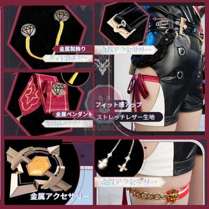 Azuiblc 崩壊スターレイル黄泉 よみ 赤  コスプレ衣装 コスチュームセット 金属アクセサリー グッズ タトゥーシール  おしゃれ アニメ cosplay 変装 仮装 撮影 祭り ハロウィン クリスマス イベント - Azuiblc