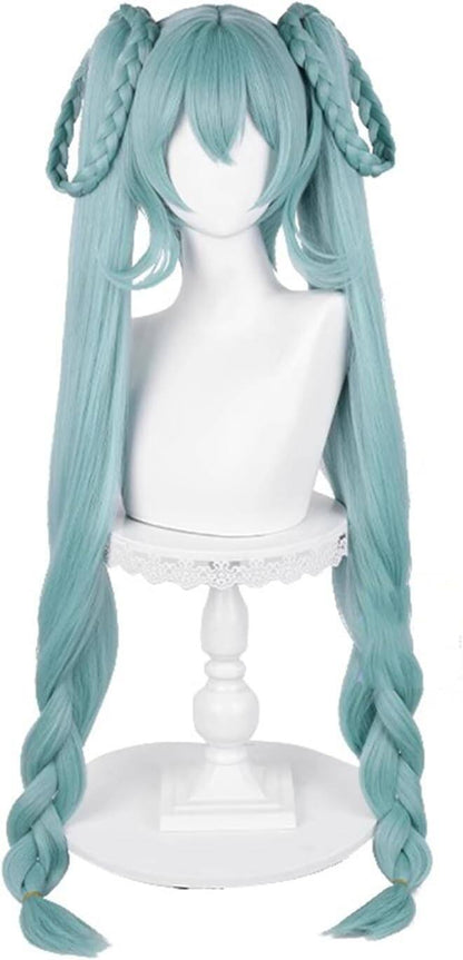 Azuiblc 初音ミク 2025雪ミク SNOW MIKU ウィッグ ネット付き コスプレ 水色 白 グラデーション ツインテール カツラ グッズ アニメ かつら 鬘 WIG コスプレ道具 　Azｗ003 - Azuiblc