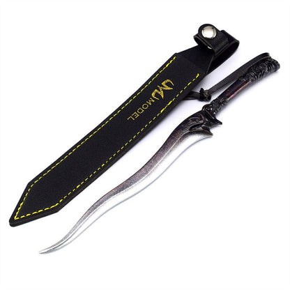 Azuiblc スカイリム Skyrim V 黒檀のダガー＋革 21cm 短剣 武器 グッズ ドラゴンボーン ドヴァーキン 刀掛台付き ジ・エルダー・スクロールズ・ファイブ・スカイリム 飾り 装備品 道具 合金製 武器モデル 観賞用 置物 ミニチュア 小道具 コレクション 道具 小物 - Azuiblc