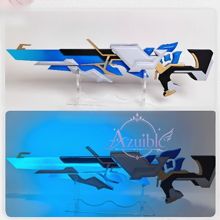Azuiblc 原神 蛍「冬の夜を狩る者」シャタナヤの蒼銀　銃モデル　武器モデル　85cm 発光コスプレ銃｜USB充電式武器