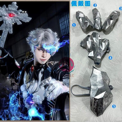 Azuiblc 第五人格  フールズ・ゴールド  輝安鉱 コスプレ衣装 ライト付き 手鎧付き コスチュームセット ノートン・キャンベル グッズ おしゃれ アニメ cosplay - Azuiblc