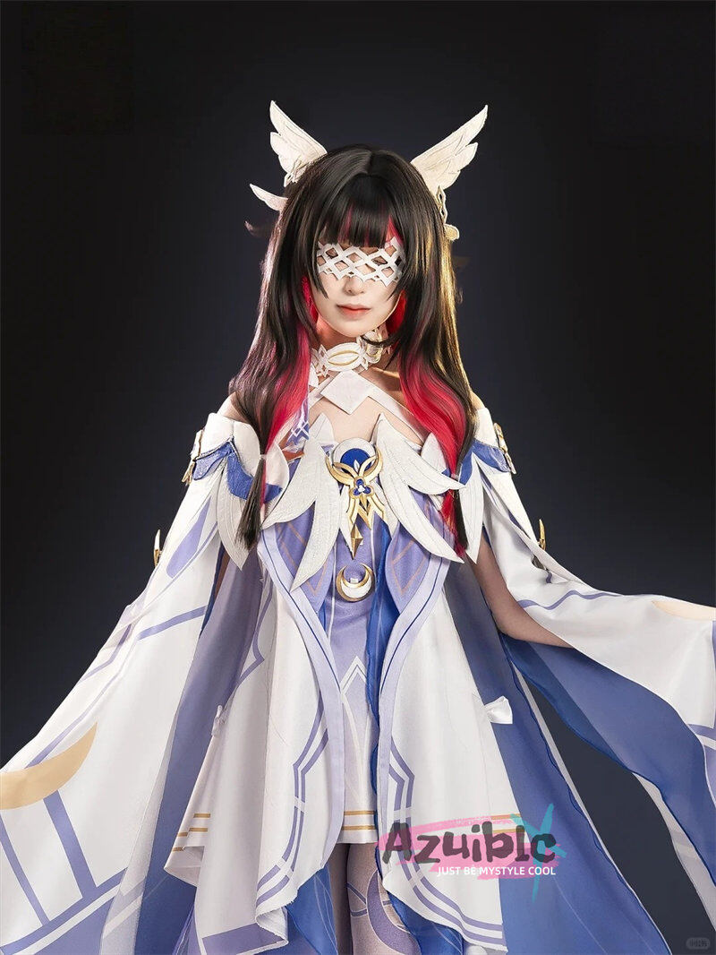 Azuiblc 原神　コロンビーナ(少女) 　コスプレ衣装 3D樹脂製パーツ 髪飾り付き ワンピース  再現衣装 - Azuiblc