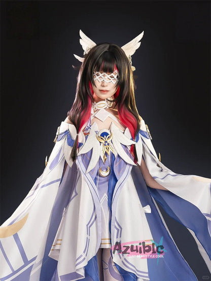 Azuiblc 原神　コロンビーナ(少女) 　コスプレ衣装 3D樹脂製パーツ 髪飾り付き ワンピース  再現衣装 - Azuiblc