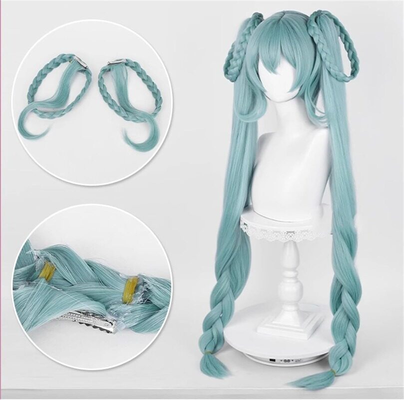 Azuiblc 初音ミク 2025雪ミク SNOW MIKU ウィッグ ネット付き コスプレ 水色 白 グラデーション ツインテール カツラ グッズ アニメ かつら 鬘 WIG コスプレ道具 　Azｗ003 - Azuiblc