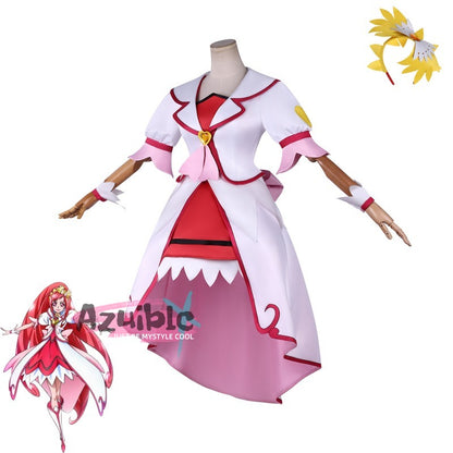 Azuiblc　ドキドキ!プリキュア 円亜久里　コスプレ衣装　キュアエース 　ドレス　ワンピース　イベント　仮装　可愛い