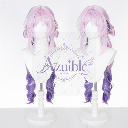 【Azuiblc】原神 シトラリ コスプレ ウィッグ 星と煙霧の夜話 ピンク色 紫 グラデーション ネット付き 耐熱 かつら 鬘 小物 cosplay 舞台 イベント
