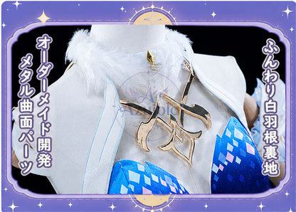 Azuiblc 原神 オデット（Odette）コスプレ衣装 Odette 腰飾回転＋発光対応　合金パーツ＆プリント加工 サテン生地 舞台ドレス ハロウィン対応