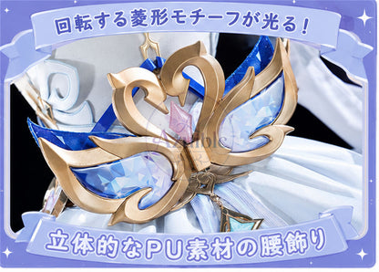 Azuiblc 原神 オデット（Odette）コスプレ衣装 Odette 腰飾回転＋発光対応　合金パーツ＆プリント加工 サテン生地 舞台ドレス ハロウィン対応