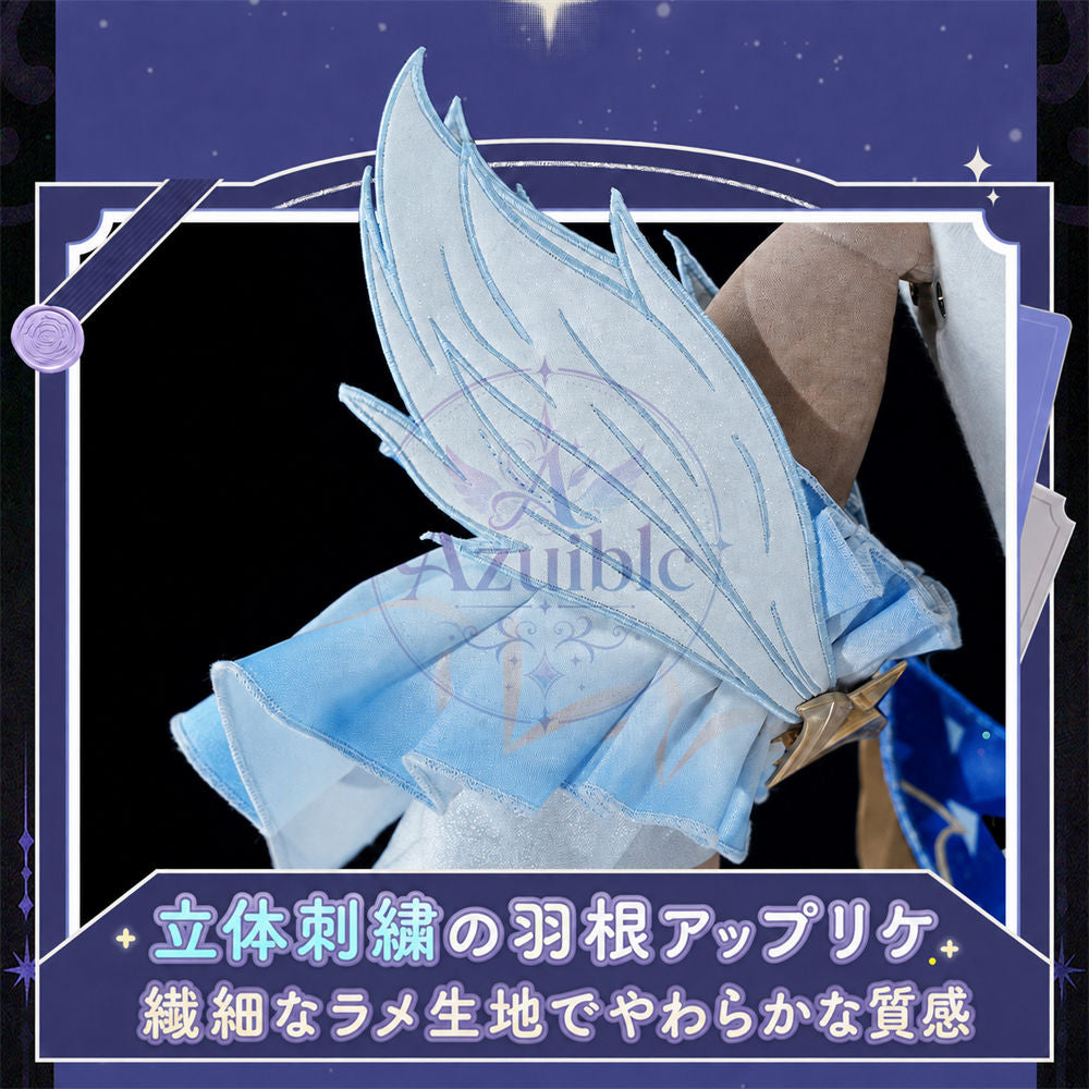 Azuiblc 原神 オデット（Odette）コスプレ衣装 Odette 腰飾回転＋発光対応　合金パーツ＆プリント加工 サテン生地 舞台ドレス ハロウィン対応