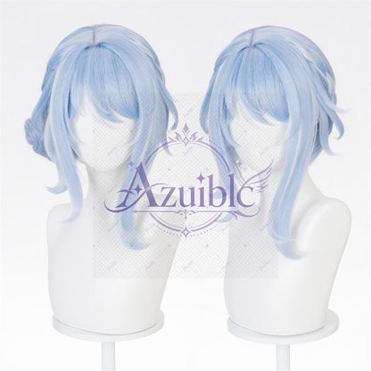 【Azuiblc】原神 オデット コスプレ ウィッグ 水色 グラデーション 白 ネット付き 耐熱 かつら 鬘 小物 cosplay 舞台 イベント