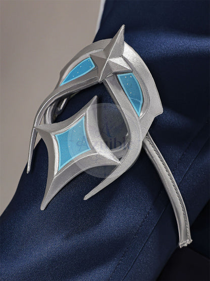 Azuiblc 原神 蛍 戦闘服「冬の夜を狩る者」コスプレ衣装 　3dPLa材質パーツ　スネージナヤ 制服風コスチューム Genshin Impact cosplay　ハロウィン イベント・舞台対応（副本）