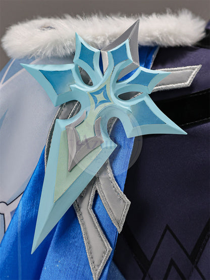 Azuiblc 原神 蛍 戦闘服「冬の夜を狩る者」コスプレ衣装 　3dPLa材質パーツ　スネージナヤ 制服風コスチューム Genshin Impact cosplay　ハロウィン イベント・舞台対応（副本）