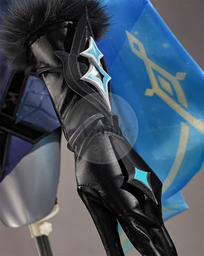 Azuiblc 原神 蛍 戦闘服「冬の夜を狩る者」コスプレ衣装 　3dPLa材質パーツ　スネージナヤ 制服風コスチューム Genshin Impact cosplay　ハロウィン イベント・舞台対応（副本）