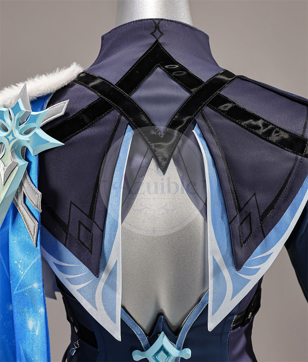 Azuiblc 原神 蛍 戦闘服「冬の夜を狩る者」コスプレ衣装 　3dPLa材質パーツ　スネージナヤ 制服風コスチューム Genshin Impact cosplay　ハロウィン イベント・舞台対応（副本）