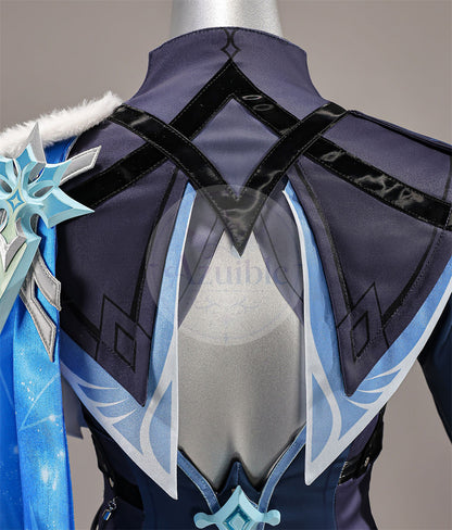 Azuiblc 原神 蛍 戦闘服「冬の夜を狩る者」コスプレ衣装 　3dPLa材質パーツ　スネージナヤ 制服風コスチューム Genshin Impact cosplay　ハロウィン イベント・舞台対応（副本）