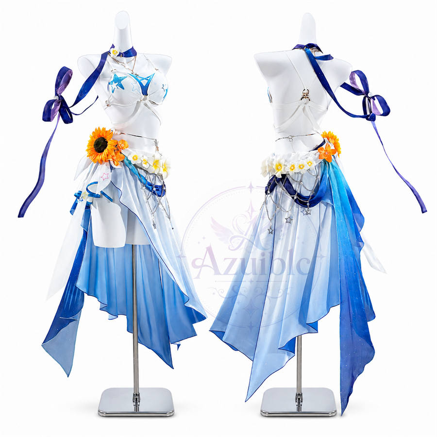 Azuiblc 崩壊スターレイル ロビン 夏空の歌 コスプレ衣装｜発光光輪・タトゥーシール付き