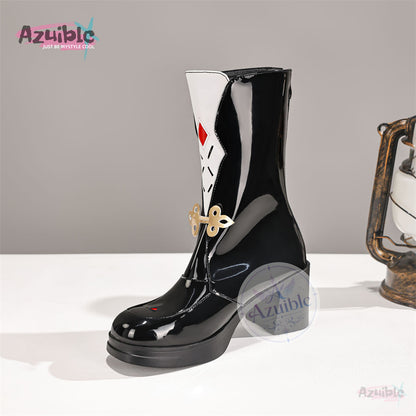 Azuiblc 鳴潮 鎖暝 サメイ コスプレ靴｜7.5cmヒール エナメルブーツ｜Wuthering Waves シューズ