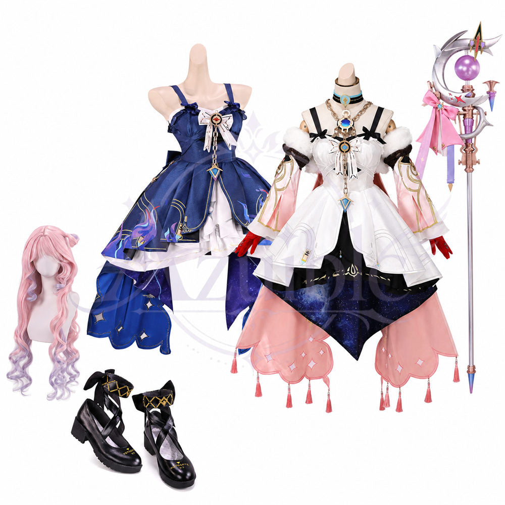 Azuiblc 鳴潮 ダーニャ コスプレ衣装｜ピンク×暗色コスチューム 3D PLAパーツ付き ドレス風 ハロウィン対応