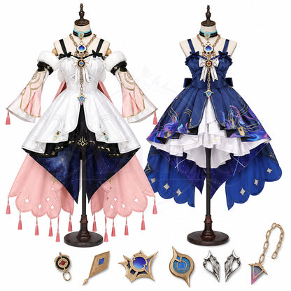 Azuiblc 鳴潮 ダーニャ コスプレ衣装｜ピンク×暗色コスチューム 3D PLAパーツ付き ドレス風 ハロウィン対応
