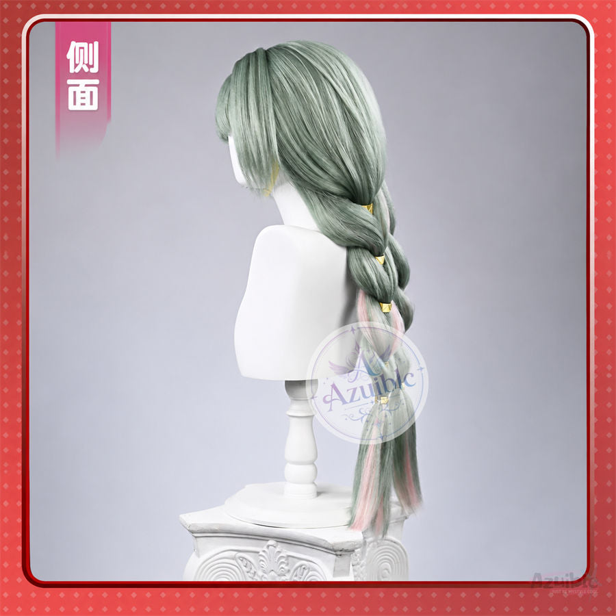 Azuiblc 鳴潮 フローヴァ コスプレウィッグ｜ピンクメッシュ・立体ゴールドヘアパーツ付き
